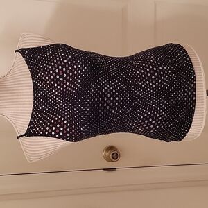 Vintage Eyeshadow red and silver polka-dot glitter tank.  Size M